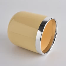Chiny ceramiczny słoik na świecę ze złotą obwódką z kolorowym szkłem producent