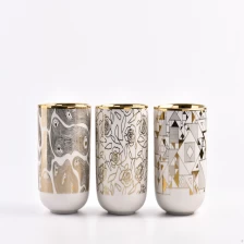 China Goldene Keramiksteinkernen Kerzengläser mit Rose draußen Hersteller