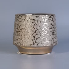 China Frasco de vela de cerâmica de padrão dourado fabricante
