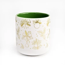 porcelana Vista de vela de cerámica de patrón dorado para Navidad fabricante