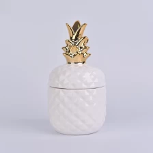China golden top ceramic pineapple shaped jar white glazed manufacturer