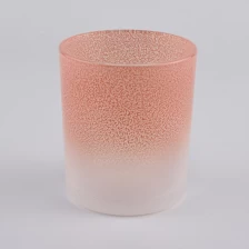China glass candle holder with shaded print for wholesale manufacturer