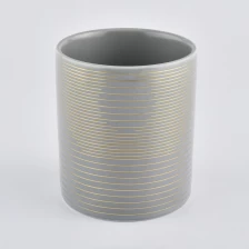 porcelana candelabros de cerámica vidriada gris con estampado dorado fabricante