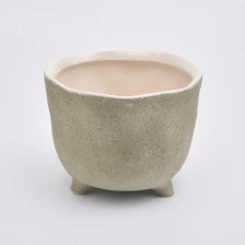 porcelana tarro de cerámica verde mate con patas 840ml fabricante
