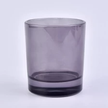 China grey color 8oz glass candle jar with gold edge pengilang