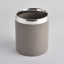 Китай Керамический сосуд для свечи серого цвета с серебряным ободком производителя