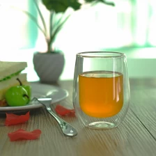 Cina soffiato a mano tazza di vetro a doppia parete doppia 4 once tazza di vetro 300ml doppio vetro di vino produttore