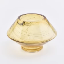 China castiçais de vidro feitos à mão do revestimento do mármore do âmbar com suporte fabricante