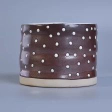 China Hand Paint Brown Ceramic Candle jar Hersteller