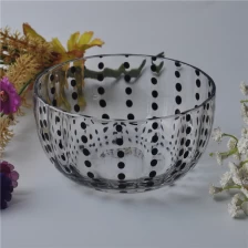 China handmade glass candle holder with color dot inside manufacturer