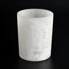 China handmade scented candle glass white frosted decorative glass candle jar manufacturer