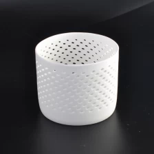 porcelana sostenedor de vela de cerámica blanca mate patrón hueco sin esmaltar fabricante