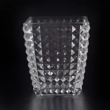 China home deco engraved square glass candle holder manufacturer