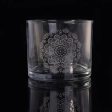 中国 家居装饰玻璃烛台带磨砂花纸 制造商