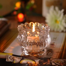 China home decor embossed crystal glass candle jars manufacturer