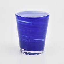 China home decor luxury blue glass candle jars manufacturer