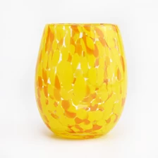 China home decor spotted glass candle jars yellow glass candle vessels fabricante
