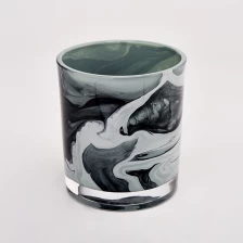 الصين hot sale 10oz black artwork glass candle jars الصانع