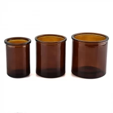 Китай hot sales amber glass candle jar with cork lid производителя