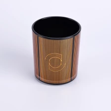 porcelana candelero de cristal negro de las ventas calientes con la impresión de la etiqueta del oro fabricante
