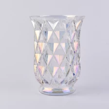 China iridescence diamond  glass candle jar manufacturer