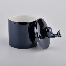 China iridescent ceramic candle jar with lid for candle making manufacturer