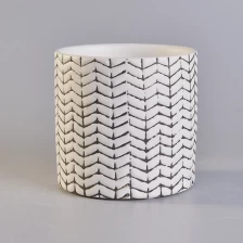 China large ceramic candle jar with black stripe color empty candle vessel in bulk manufacturer