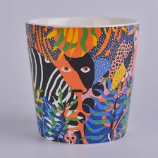 China grande jarro de vela em cerâmica com impressão em decalque fabricante