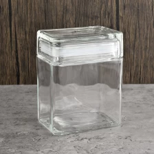 China Grande jarra de vidro retângulo com velas de tampa fabricante