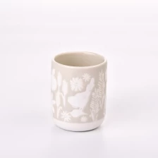 China laser engraved pattern votive ceramic candle jars candle vessels manufacturer