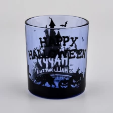 China light blue halloween pumpkin picture glass candle holders manufacturer