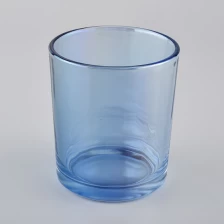 porcelana frascos de velas de vidrio iridiscente azul claro al por mayor fabricante
