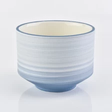 China luxury brush effect blue ceramic candle jars manufacturer