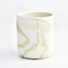 China luxury colorful  stripe round ceramic candle holder  for home decor manufacturer