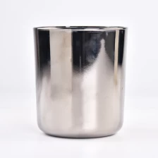 China luxury decorative electroplated silver glass candle jar with round bottom manufacturer
