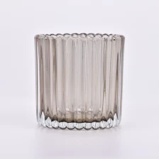 China luxury empty glass jars for candles stripe glass vessels supplier manufacturer