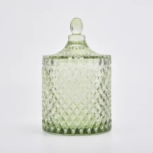 porcelana tarro de vela de cristal verde de lujo con tapa decoración para el hogar fabricante