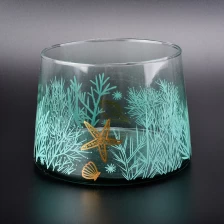 China luxury hand painted sea world glass candle holders manufacturer