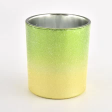 China luxury ombre style color with metal effect inside glass candle jar supplier manufacturer