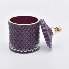 Chine Bougeoir de verre violet de luxe Geo coupé fabricant