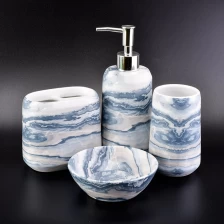 China set marmar kesan keramik seramik dengan cawan berus gigi cawan gigi sabun pinggan mangkuk pengilang