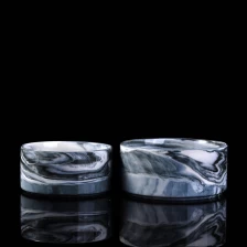 China marble pattern wide round ceramic candle jar manufacturer