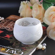Китай матовая Белая свеча Керамическая чаша с полыми узором производителя