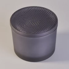Chine grand pot de bougie en verre noir mat avec couvercle fabricant