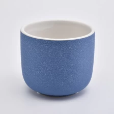 Chiny matte blue ceramic candle holders with round bottom producent