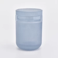 Cina portacandele in vetro blu opaco con coperchio produttore