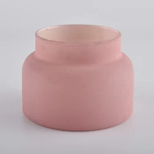 China matte pink color glass candle container manufacturer