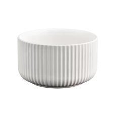 China matte white ceramic candle holder with lines manufacturer