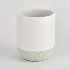China matte white ceramic vessel with green bottom decorative candle jars manufacturer