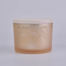 Chine pot de bougie en verre jaune mat avec couvercle en bois fabricant